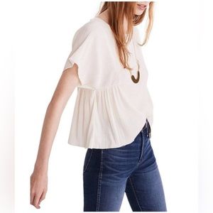 Madewell Texture and Thread Micropleat Cropped Top in Ivory